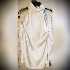 Cold shoulder white long sleeve top